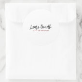 Minimalistische professionele handgeschreven gewon ronde sticker (Tas)