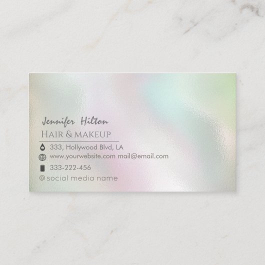 Minimalistische professionele holografische gouden visitekaartje (Achterkant)