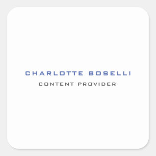 Minimalistische professionele Jouw naam titel bero Vierkante Sticker