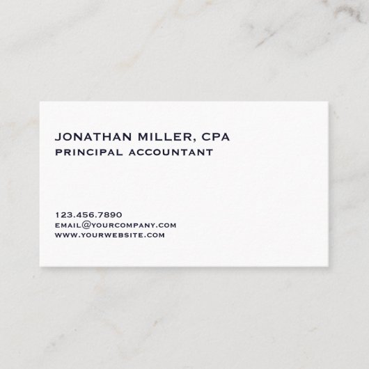 Minimalistische professionele klassieker visitekaartje (Voorkant)