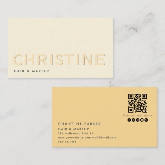 Minimalistische professionele letterpress Qr-code Visitekaartje (Voorkant / Achterkant)