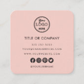 Minimalistische professionele Logo QR Code Blush R Vierkante Visitekaartje (Voorkant)