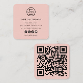 Minimalistische professionele Logo QR Code Blush R Vierkante Visitekaartje
