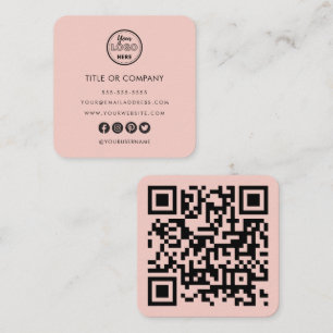 Minimalistische professionele Logo QR Code Blush R Vierkante Visitekaartje