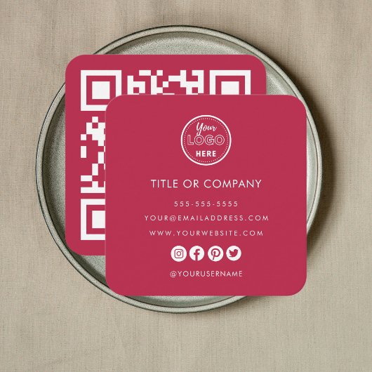 Minimalistische Professionele Logo QR Code Hot Pin Vierkante Visitekaartje