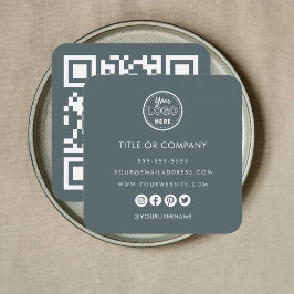 Minimalistische Professionele Logo QR Code Marine Vierkante Visitekaartje