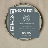 Minimalistische Professionele Logo QR Code Marine Vierkante Visitekaartje