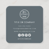 Minimalistische Professionele Logo QR Code Marine Vierkante Visitekaartje (Voorkant)