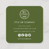 Minimalistische Professionele Logo QR Code Moss Gr Vierkante Visitekaartje (Voorkant)