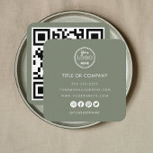 Minimalistische Professionele Logo QR Code Sage Gr Vierkante Visitekaartje