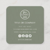 Minimalistische Professionele Logo QR Code Sage Gr Vierkante Visitekaartje (Voorkant)