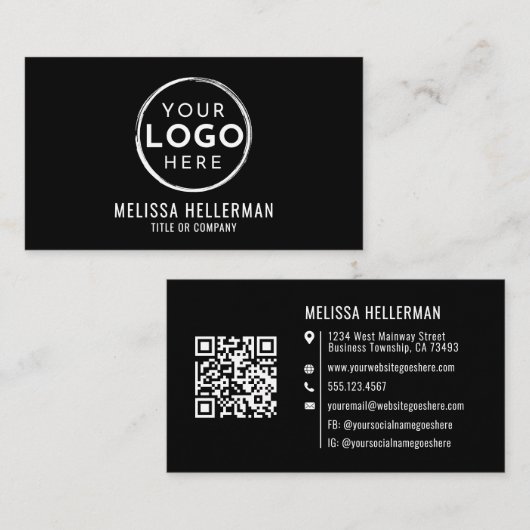 Minimalistische professionele logo QR-code Visitekaartje (Voorkant / Achterkant)