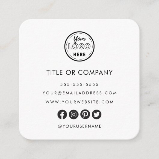 Minimalistische Professionele Logo QR Code Wit Informatiekaartje (Voorkant)