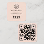 Minimalistische Professionele Logo QR Code Zachte Vierkante Visitekaartje (Voorkant / Achterkant)