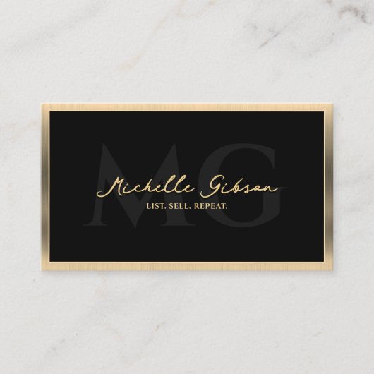 Minimalistische professionele makelaar Faux Gold B Visitekaartje (Voorkant)