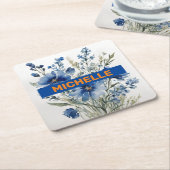 Minimalistische professionele moderne bos van bloe kartonnen onderzetters (Schuin)