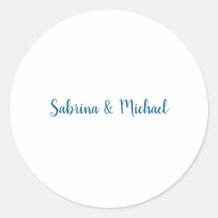 Minimalistische professionele moderne effen blauwe ronde sticker