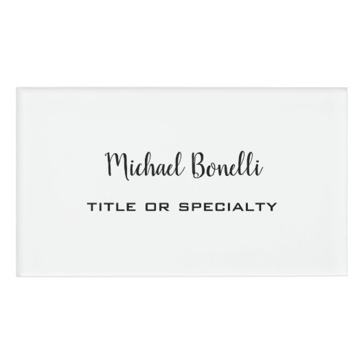 Minimalistische professionele moderne effen zwart  naambadge (Voorkant)