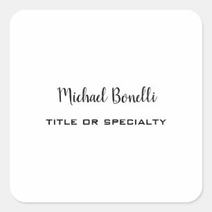 Minimalistische professionele moderne effen zwart vierkante sticker