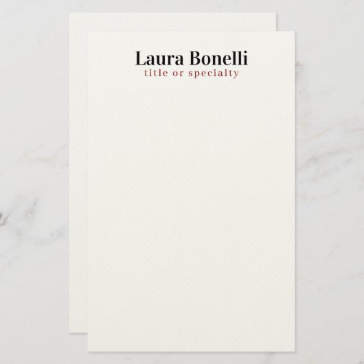 Minimalistische professionele moderne gewone naam  briefpapier (Voorkant / Achterkant)