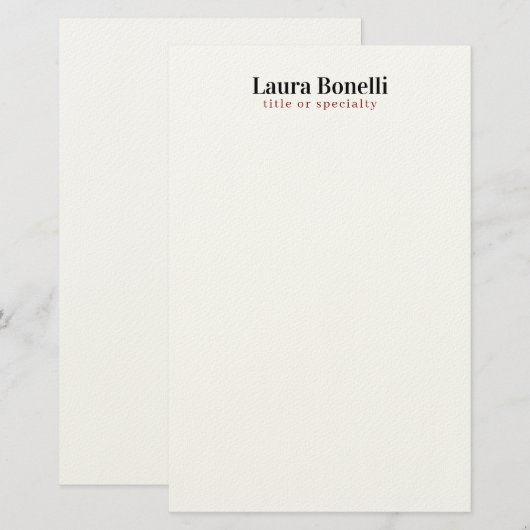 Minimalistische professionele moderne gewone naam  briefpapier (Voorkant / Achterkant)