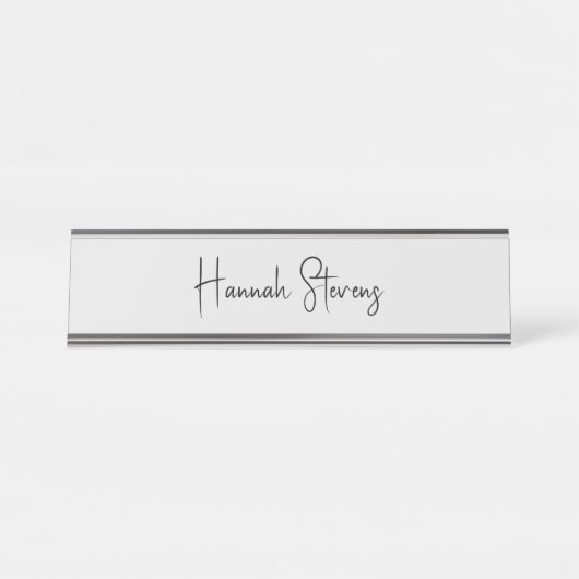 Minimalistische professionele moderne kalligrafie bureau naambordje (Voorkant)