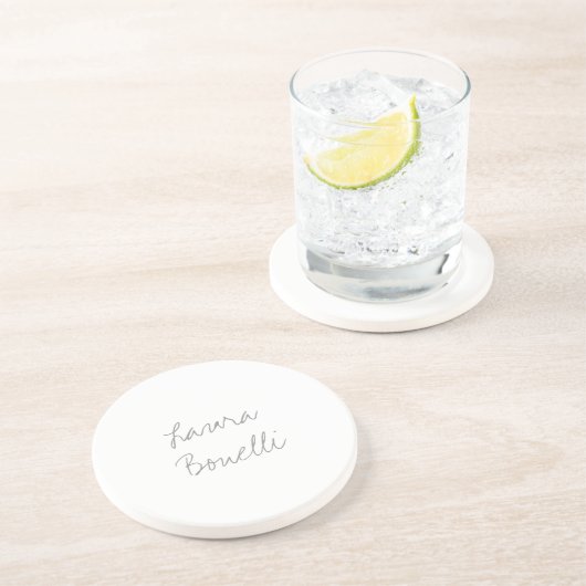 Minimalistische professionele moderne Uw naam Zandsteen Onderzetter (Zijkant)