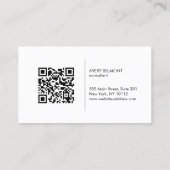 Minimalistische professionele moderne zwarte QR-co Visitekaartje (Achterkant)