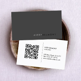 Minimalistische professionele moderne zwarte QR-co Visitekaartje