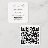 Minimalistische professionele QR-code Modern Wit Informatiekaartje (Voorkant / Achterkant)