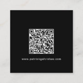 Minimalistische professionele QR-code zwart Vierkante Visitekaartje (Achterkant)