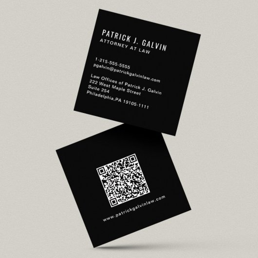 Minimalistische professionele QR-code zwart Vierkante Visitekaartje