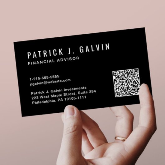 Minimalistische professionele QR-code zwart Visitekaartje