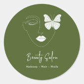 Minimalistische professionele schoonheidssalon Mos Ronde Sticker (Voorkant)