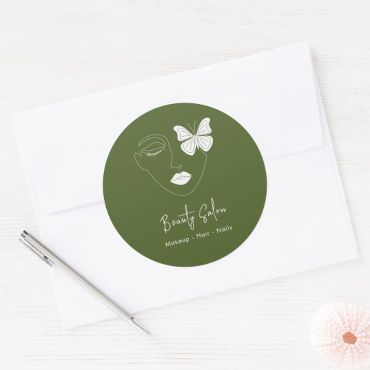 Minimalistische professionele schoonheidssalon Mos Ronde Sticker (Envelop)