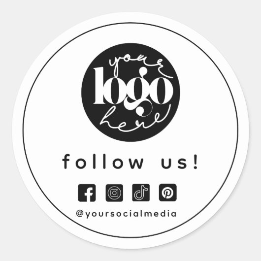 Minimalistische professionele Social Media Custom  Ronde Sticker (Voorkant)