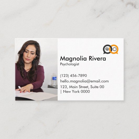 Minimalistische Professionele Wit Zwart Geel Moder Visitekaartje (Voorkant)