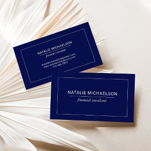 Minimalistische professionele witte rand marinebla visitekaartje