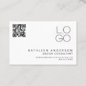 Minimalistische Professionele Zwart-Wit QR CODE Visitekaartje (Achterkant)