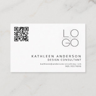 Minimalistische Professionele Zwart-Wit QR CODE Visitekaartje