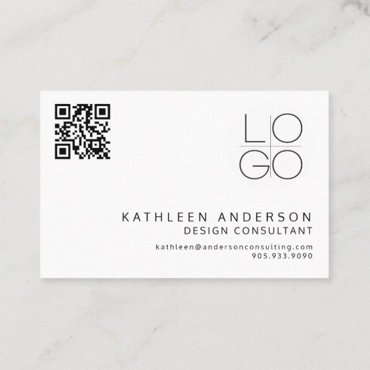 Minimalistische Professionele Zwart-Wit QR CODE Visitekaartje (Achterkant)