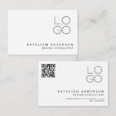 Minimalistische Professionele Zwart-Wit QR CODE Visitekaartje (Voorkant / Achterkant)
