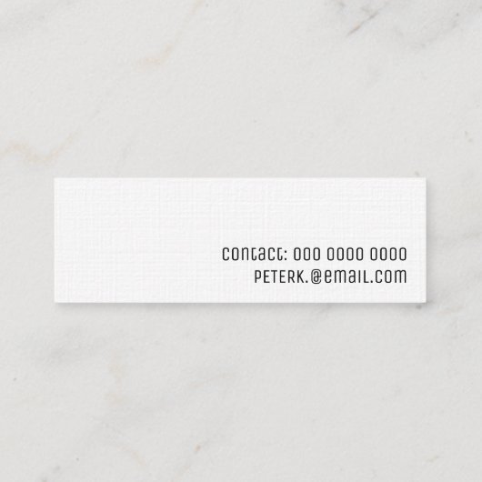 Minimalistische profielkaart voor elk beroep mini visitekaartje (Achterkant)