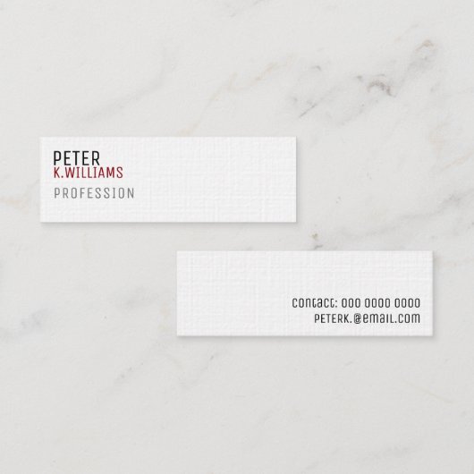 Minimalistische profielkaart voor elk beroep mini visitekaartje (Voorkant / Achterkant)