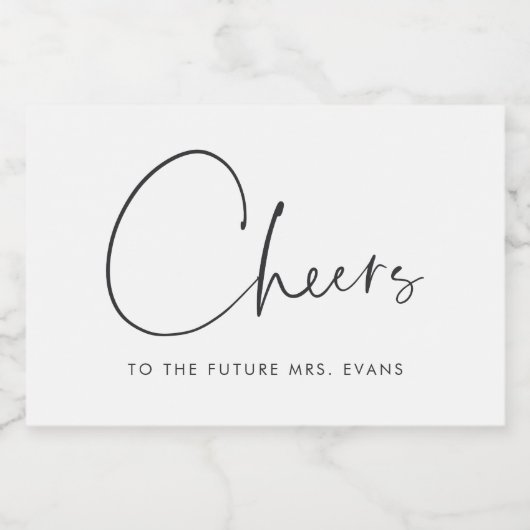 Minimalistische proost op de toekomst Bruids douch Sparkling Wijnetiket (Enkel label)