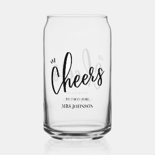 Minimalistische proost op de toekomstige mevrouw b blikvorm glas