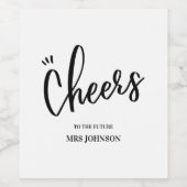 Minimalistische proost op de toekomstige mevrouw b wijn etiket (Enkel label)