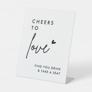 Minimalistische Proost Op Liefdes Drink Teken Reclamebord Met Voetstuk