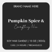 Minimalistische Pumpkin Spice | Aangepast Zwart Vierkante Sticker (Voorkant)