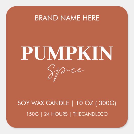 Minimalistische Pumpkin Spice Candle | Aangepaste  Vierkante Sticker (Voorkant)